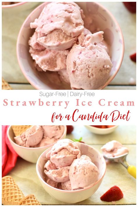 Candida Friendly Desserts, Candida Desserts, Candida Diet Food List, Candida Cleanse Recipes, Vegan Strawberry Ice Cream, Candida Cleanse Diet, Anti Candida Diet, Diet Desserts Recipes, Strawberry Ice Cream Recipe