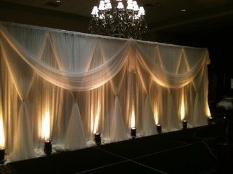 Event Draping, Gala Ideas, Tafel Decor, Great Gatsby Party, Diy Event, Pipe And Drape, Event Lighting, Stage Set, Sunflower Wedding