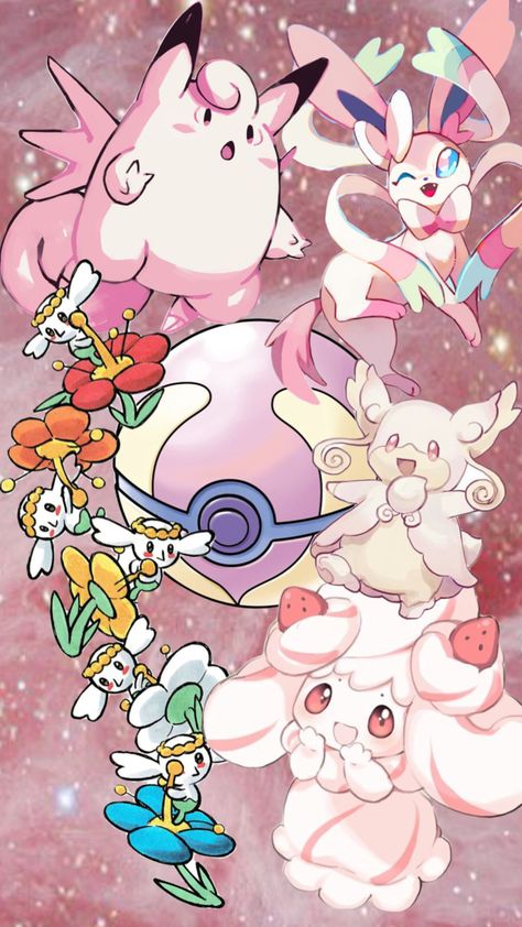 Fairy Pokemon Wallpaper, Flamingo Pokemon, Pokemon Fairy Type, Alcremie Pokemon, Fairy Pokemon, Create A Pokemon, Pokémon Wallpapers, Fairy Type Pokemon, Pika Pika