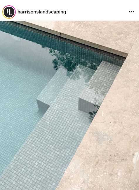 Light Blue Pool Tile, Pool Stepping Stones, Elevated Pool, Tiled Pool, Pool Vibes, Pool Pavers, Small Villa, Pool Finishes, Blue Pool