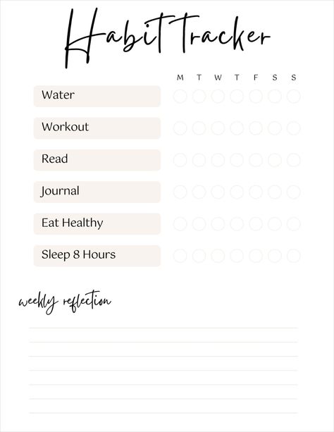 Daily Motivating Habit Tracker with Weekly Reflection, Goal Tracker, Build Healthy and Productive Habits, Affordable, Instant Use Weekly Reflection, Be Disciplined, Water Exercises, Productive Habits, Set Your Goals, Goal Tracker, Positive Habits, Healthy Sleep, Dream Lifestyle