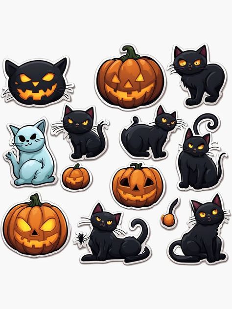 "Horror Scary Pack" Sticker for Sale by zendigiart | Redbubble Halloween Stickers Printable Free, Halloween Stickers Printable, Scary Stickers, Cat Decals, Horror Stickers, Magical Halloween, Bag Sticker, Creepy Pumpkin, Halloween Decals