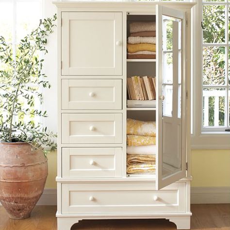 Mirrored Bedroom Furniture, Wardrobe Armoire, Dreamy Bedrooms, White Furniture, Furniture Upholstery, Bedroom Furniture Beds, Bed Furniture, Pottery Barn, Tall Cabinet Storage