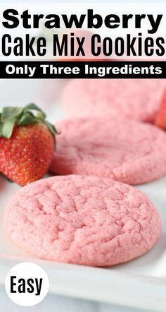 Strawberry Cake Mix Recipes, Strawberry Cake Cookies, Alana Rose, Stylish Cravings, Strawberry Cake Mix Cookies, Cake Box Cookies, Strawberry Cake Easy, 3 Ingredient Cookies, Cake Mix Desserts