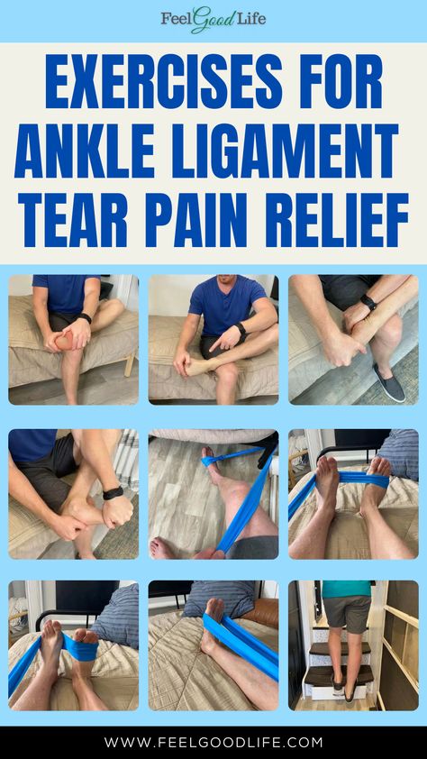 Find relief from ankle ligament tear pain with these exercises. Designed to enhance healing, improve flexibility, and strengthen the ankle, this routine can aid your recovery journey. From gentle stretches to balancing exercises, each movement is chosen to support and rehabilitate your injured ankle. Begin your path to pain relief and stronger ankles today – click for our specialized exercise guide! #AnkleLigamentTear #PainRelief #RecoveryExercises Torn Ligament In Ankle, Ankle Rehab Exercises, Balancing Exercises, Ankle Recovery, Recovery Exercises, Ankle Pain Relief, Ankle Strengthening Exercises, Ankle Ligaments, Ankle Exercises