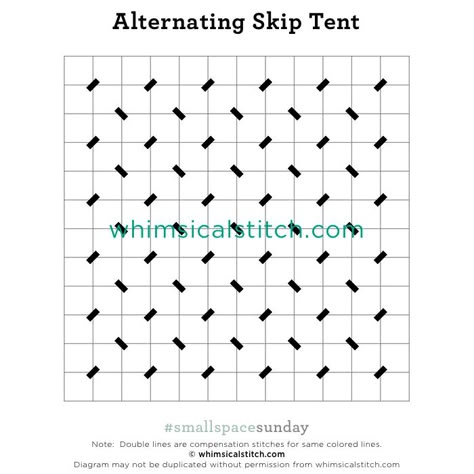 Alternating Skip Tent from March 31, 2019 whimsicalstitch.com/whimsicalwednesdays blog post. Patience Brewster, Tent Stitch, Crochet Needlework, Needlepoint Stitch, Magnet Crafts, Plastic Canvas Tissue Boxes, Needlepoint Stitches, Machine Embroidery Projects, Needlepoint Patterns