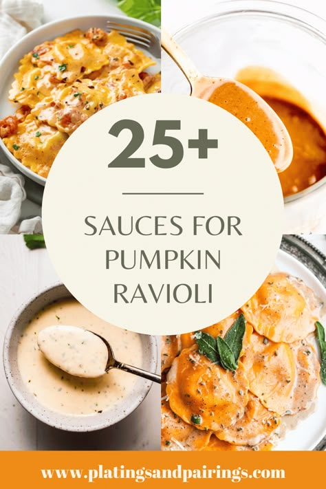 What Sauce Goes With Butternut Squash Ravioli, Autumn Pasta Sauce, Butternut Squash Sauce Recipes, Fall Ravioli Recipes, Ravioli Recipe Chicken, Pumpkin Raviolis, Fall Ravioli, Butternut Ravioli Sauce Recipe, Bk Stacker Sauce Recipe