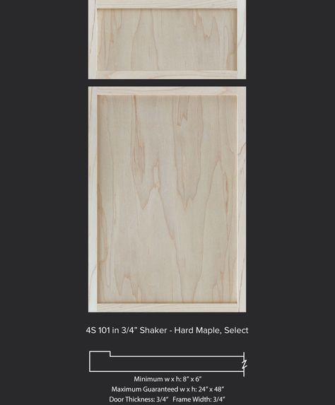 Maple 4S 3/4" Shaker Door - Slim Shaker Skinny Shaker Alternative Slim Shaker Cabinets Kitchen, Shaker Trim, Slim Shaker Cabinet, Shaker Interior Doors, Key Images, Door Alternatives, Slim Shaker, Cabinet Door Replacement, Cabinet Door Designs