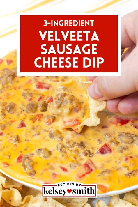 This easy Velveeta sausage cheese dip recipe is made with only three ingredients. Get ready for game day with the ultimate sausage cheese dip recipe, a crowd favorite. This cheesy dip boasts a salty and savory flavor with the perfect amount of heat. Whether it's a football game or a Super Bowl Sunday, this Velveeta sausage dip is your ticket to a delicious dip that's a guaranteed touchdown on any occasion. This easy 3-ingredient dip recipe can be made on the stove or in the slow cooker. Velveeta Sausage Dip, Rotel Dip With Sausage, Spicy Sausage Dip, Velveeta Cheese Dip, Sausage Dip Recipe, Cheese Dip Crock Pot, Pork Breakfast, Sausage Cheese Dip, Velveeta Recipes