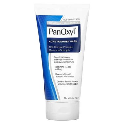 PanOxyl, Acne Foaming Wash, 10% Benzoyl Peroxide Maximum Strength, 5.5 oz (156 g) Must Have For College, Panoxyl Acne Foaming Wash, Acne Skincare Products, Benzoyl Peroxide Wash, Vitamin C Moisturizer, Makeup Beginner, Dry Shampoo Powder, Acne Face Wash, Body Acne