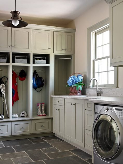 Laundry Room/mudroom, Laundry Room/mud Room, Room Storage Diy, Mudroom Lockers, Basement Laundry Room, Laundry Room Flooring, Basement Laundry, Mudroom Laundry Room, Farmhouse Laundry Room