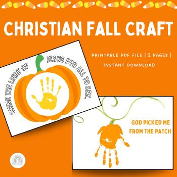 Christian Fall and Halloween Handprint Activity Christian Preschool Halloween Crafts, Sunday School Pumpkin Crafts, Gods Fall Gifts Preschool, Halloween Christian Crafts, Fall Christian Crafts, October Handprint Crafts, Toddler November Activities, Preschool Sunday School, Christian Fall Crafts For Kids