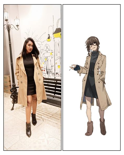 Anko Uguisu X Dazai, Call Of The Night Cosplay, Dazai Inspired Outfit, Bsd Outfit Ideas, Bsd Clothes, Dazai Outfit, Bsd Inspired Outfit, Bsd Outfits, Anko Uguisu