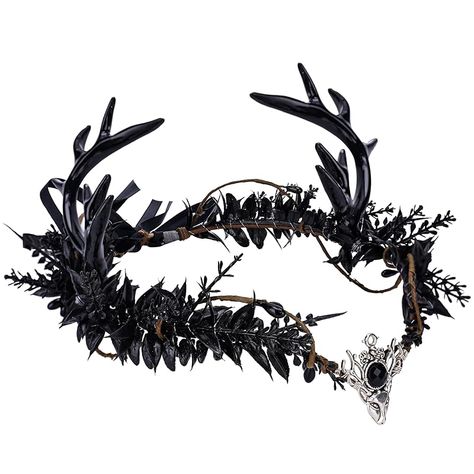 MOSTORY Handmade Black Antler Crown - Gothic Elf Headpiece Forest Fairy Headband Elven Dark Circlet for Women Girls Renaissance Halloween Cosplay Goth Wedding Party Accessory Goth Wedding Party, Gothic Elf, Elf Headpiece, Headdress Crown, Black Antlers, Antler Crown, Fairy Headband, Fairy Headpiece, Black Swan Costume