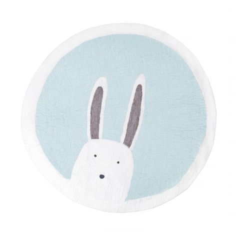 Felt Bunny Rug 'Pasu' by Muskhane, available at Bobby Rabbit. Rainbow Room Kids, Blue Rabbit, Kid Room Carpet, Kids Area Rugs, Children Bedroom, Play Mats, Baby Lion, Blue Bunny, Carpet Mat