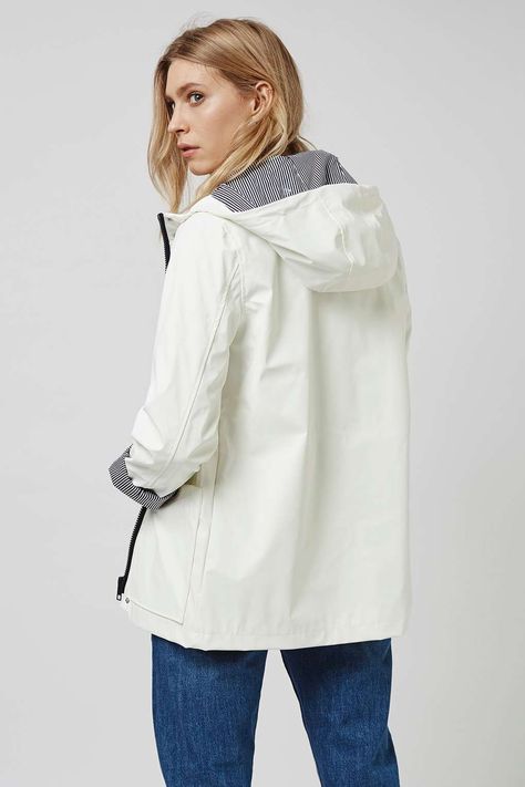 PETITE White Rain Mac Rain Jacket Outfit, Rainy Weather Outfits, White Rain Jacket, Yellow Rain Jacket, Raincoat Fashion, Rain Mac, Raincoat Outfit, Weather Outfits, Paris Chic