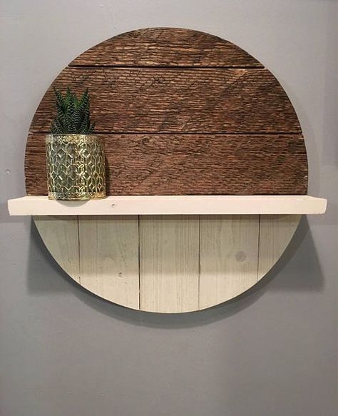 Circle Shelf, Shelf Farmhouse, Style Shelf, Round Shelf, Wood Wall Art Diy, Art Shelves, Popular Decor, Hippie Home Decor, Scrap Wood Projects