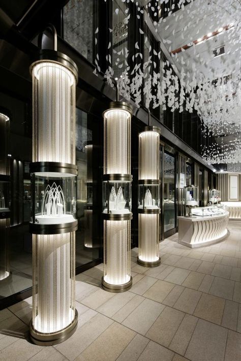 Jewelry Store Interior, Retail Store Interior Design, Jewellery Shop Design, Jewelry Store Design, Retail Store Interior, Interior Design Presentation, Showroom Interior Design, Jewellery Showroom, Column Design