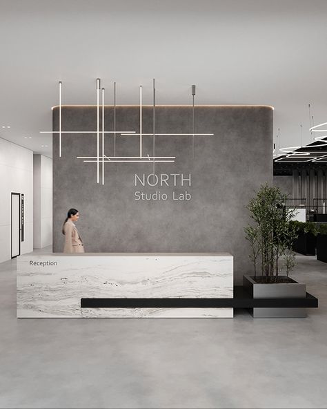 Elegant Workspace :: Behance Receptionist Design, Modern Office Reception, Office Lobby Design, Modern Reception Desk, Reception Desk Office, Modern Home Offices, Reception Desk Design, Gym Interior, Modern Office Desk