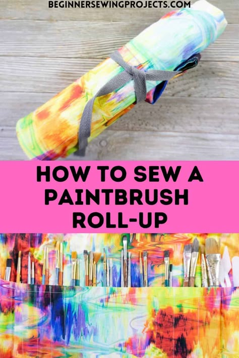 Paintbrush Storage Diy, Paintbrush Roll Sewing Pattern, Paint Brush Roll Up Case Pattern, Diy Paint Brush Roll, Paint Brush Roll Sewing Pattern, Paintbrush Pouch Diy, Sew Paint Brush Holder, Paintbrush Roll Pattern, Paint Brush Holder Sewing Pattern