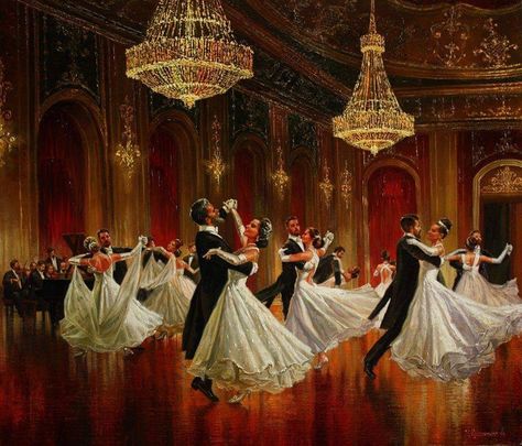 Ballroom Dance Aesthetic, Fantasy Ballroom, Royal Ballroom, Ball Dance, Royal Core, Royal Ball, Vintage Dance, Royal Art, On Canvas