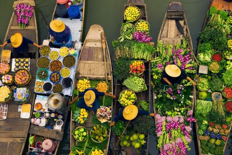 Thailand Floating Market, Bangkok Attractions, Floating Market, Bangkok Hotel, Bangkok Travel, Can Tho, Danang, Halong Bay, Local Produce