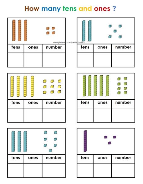 Once And Tens Worksheet, Tens And Ones Worksheet Grade 1, Tens And Ones Worksheet Kindergarten, Tens And Ones Worksheet, Teaching Calendar, Easy Math Activities, Math Fact Worksheets, Math Addition Worksheets, Free Printable Math Worksheets