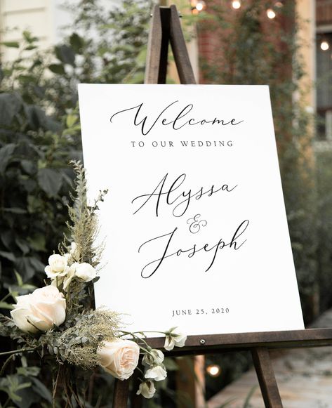 Calligraphy Welcome, Large Wedding Signs, Wedding Ceremony Signs, Unplugged Wedding, Welcome Sign Template, Ceremony Signs, Welcome Poster, Wedding Welcome Sign, Welcome To Our Wedding