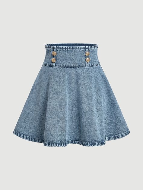 Frilled Skirt, Flared Denim Skirt, Classy Skirts, Jean Skirts, Denim Skirt Outfits, Diy Clothes Design, Fashion Top Outfits, High Fashion Outfits, Denim Skirt Women