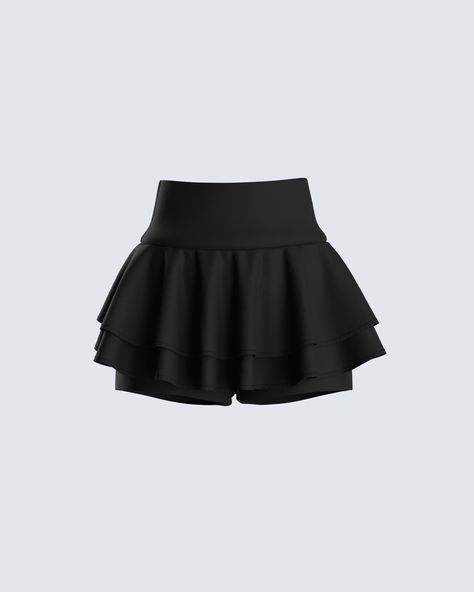 Ruffle mini skirt outfit