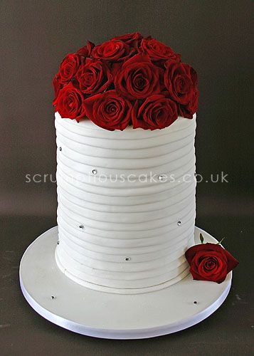 Tall Column Wedding Cake - Tall Column Wedding Cake with Fresh Roses - PJ x Red Rose Wedding Cake, Wedding Cake Roses, Gateaux Cake, Special Occasion Cakes, Rose Cake, Elegant Cakes, Beautiful Wedding Cakes, Gorgeous Cakes, Occasion Cakes