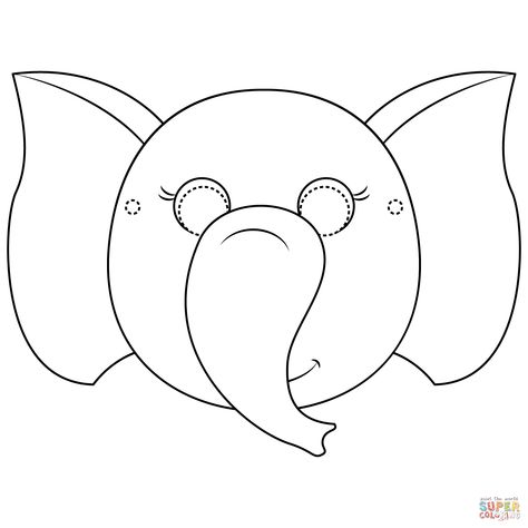 Zoo Animals Masks Free Printables, Mask Coloring Page, Animal Mask Templates, Printable Coloring Masks, Elephant Mask, Printable Animal Masks, Elephant Template, Mask Template Printable, Animal Masks For Kids