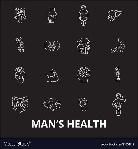 Outline Illustration, Line Icon, Mens Health, Icon Set, Black Background, Png Images, Vector Images, Vector Free, Health