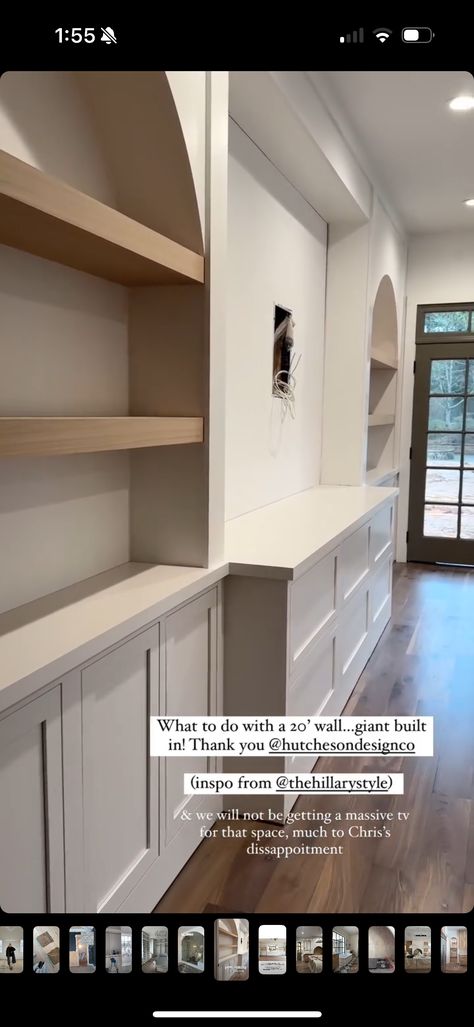 Arched Bookshelf Built Ins, Built Ins Basement, Redwood House, Basement Storage Room, Basement Built Ins, Basement Update, Built In Wall Units, Media Room Ideas, Built In Bookshelves