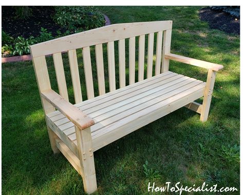 2×4 Garden Bench – DIY Project | HowToSpecialist - How to Build, Step by Step DIY Plans Wooden Bench Plans How To Build, Small Wood Shed, Wooden Bench Plans, Diy Garden Bench, 2x4 Bench, Garden Bench Plans, Wood Bench Outdoor, Garden Bench Diy, Porch Bench