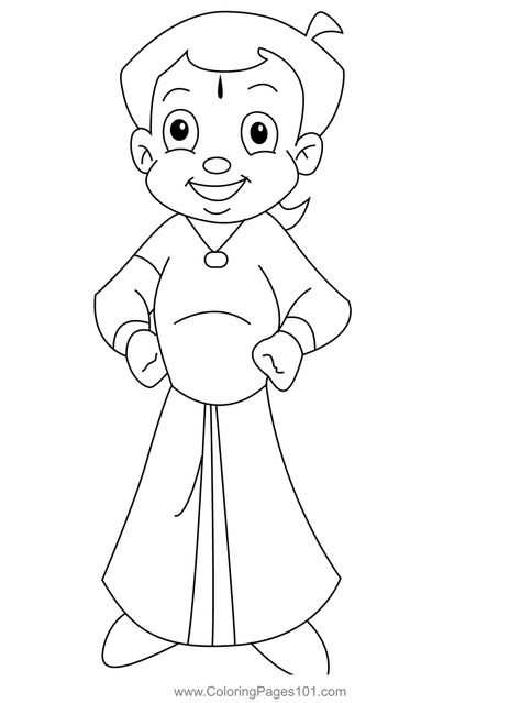 Smiling Chota Bheem Coloring Page Choota Bheem Drawing, Chotta Bheem Drawing, Chota Bheem Characters, Chota Bheem Drawing, Chhota Bheem Drawing, Easy Drawing For Children, Bheem Drawing, Bheem Cartoon, Chotta Bheem