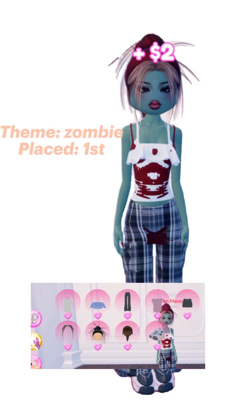 A zombie outfit for dress to impress of course you can take this as an inspiration  whenever you want Zombie Outfit, Zombie Dress, Zombie Clothes, Zombie, Dress To Impress, Of Course