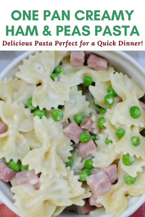 Ham Pasta Recipes, Ham Peas And Pasta, Peas And Pasta, Pasta Ham, Ham And Peas, Peas Pasta, Bow Tie Pasta Recipe, Ham Dishes, Savory Ham