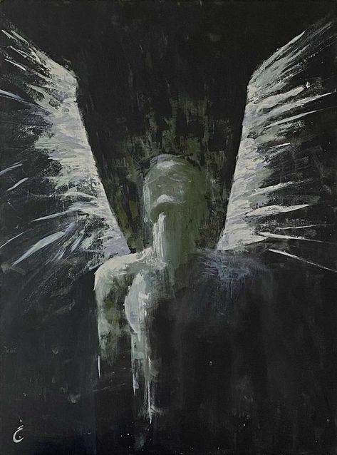 Oil Painting Black Canvas, Black Angel Painting, Abstract Art On Black Background, Dark Abstract Art Acrylic Paintings, Black And White Figure Painting, Gray Painting Aesthetic, White Painting On Black Canvas, Paintings Of Bodies, Black And White Acrylic Painting Ideas