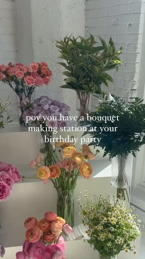 Make Your Own Bouquet Party Favor, Bouquet Making Station, Make Your Own Bouquet Station, Bouquet Station, Make Your Own Bouquet, Anna Page, Making Bouquets, Bouquet Making, Spring Shoot