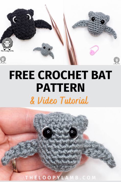 Crocheted Bat, Crochet Bat Pattern, Dark Crochet, Amigurumi Bat, No Sew Crochet, Granny Square Pattern Free, Halloween Amigurumi, Crochet Bat, Micro Crochet