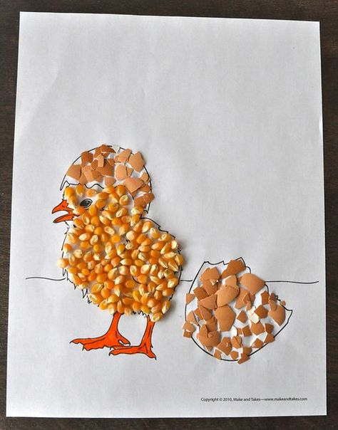 Easter Chick Eggshell Corn | SortingSprinkles | Flickr Easter For Preschoolers, Farm Animals Pictures, Easter Arts And Crafts, Art Activities For Toddlers, Farm Crafts, Easter Chick, Animal Crafts For Kids, Easter Art, Farm Theme