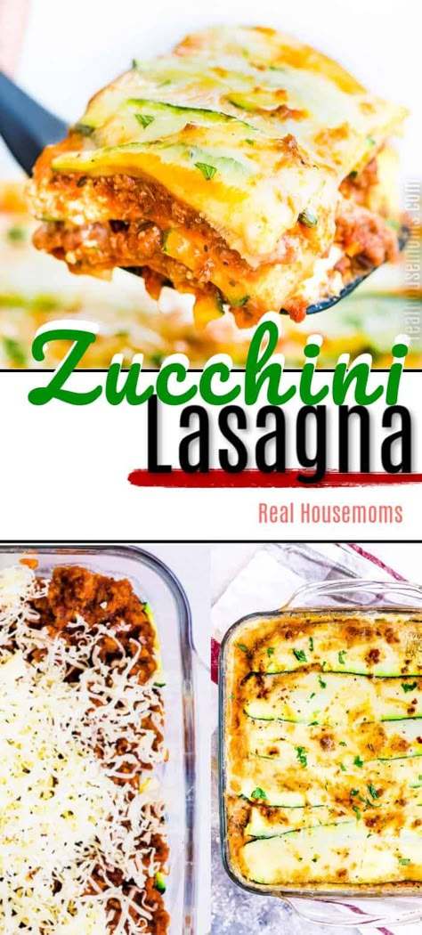 Zucchini Lasagna made with zucchini slices instead of pasta sheets, beef sauce, ricotta, and mozzarella cheese is low carb and gluten free! #RealHousemoms #lowcarb #lasagna #zucchini Keto Lasagna Zucchini, Easy Keto Lasagna, Lasagna Zucchini, Lasagna With Ricotta, Lasagna Recipe With Ricotta, Healthy Low Fat Recipes, Low Carb Soup Recipes, Beef Sauce, Low Fat Low Carb