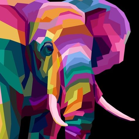 Elephant Logo Design, Marilyn Monroe Painting, Banner Wallpaper, Abstract Lion, Elephant Poster, Wpap Art, Pop Art Animals, Colorful Elephant, Cartoon Elephant