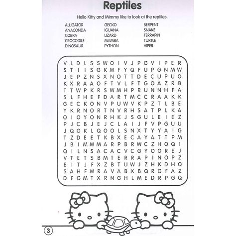 Hello Kitty Word Search, Easy Word Search For Kids, Hello Kitty And Her Friends, Cartoon Lizard, Hello Kitty Games, Hello Kitty Book, Easy Word Search, Word Search For Kids, Hello Kitty Imagenes