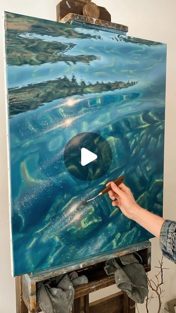 Irina Cumberland on Instagram: "There’s a lot of work happening backstage with nothing to show yet. So here’s this little process video of “Liquid Diamond”, 30”x24”, oil on linen. It’s one of the few paintings I still have in the studio. Please email me if you are interested!" Irina Cumberland Paintings, Steam Photography, Irina Cumberland, Painting Demo, Ocean Painting, Seascape Paintings, In The Studio, The Studio, Be Still