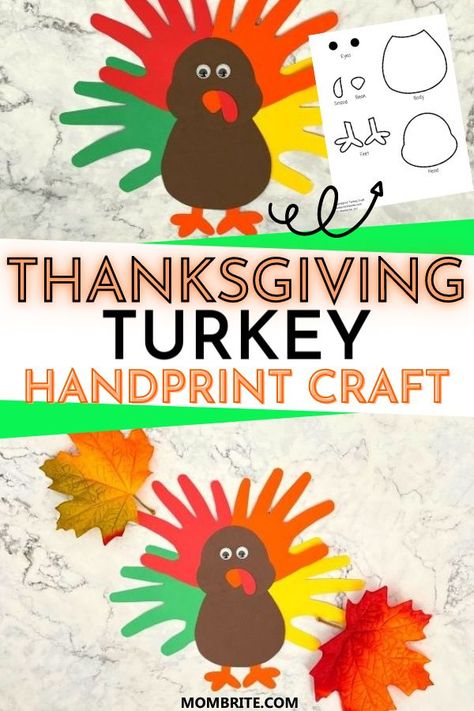 Printable Turkey Template, Thanksgiving Stem Activities, Turkey Handprint Craft, Turkey Template, Fall Scavenger Hunt, Mess Free Painting, Turkey Handprint, Kids Activities At Home, Easy Thanksgiving Crafts