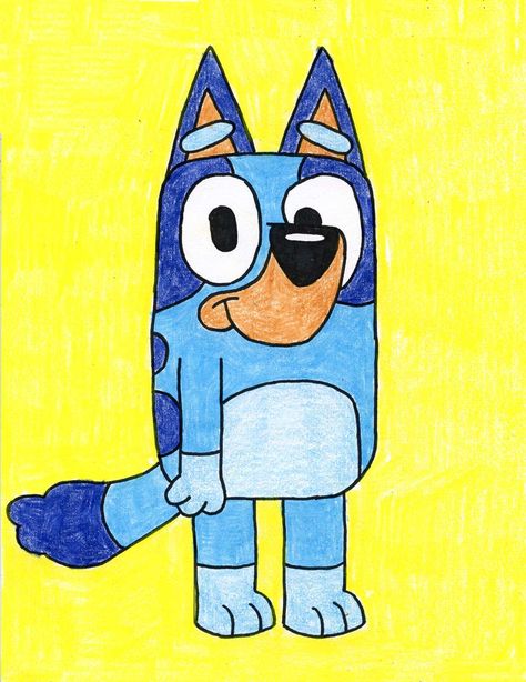 How to Draw Bluey: Easy Step-by-Step Drawing Lesson for Kids Bluey Drawing Easy Step By Step, Bluey Drawings Easy, How To Draw Bluey, Cartoon Drawing Ideas, Van Gogh Coloring, Collaborative Mural, Artist Van Gogh, Easy Cartoon, Winter Drawings