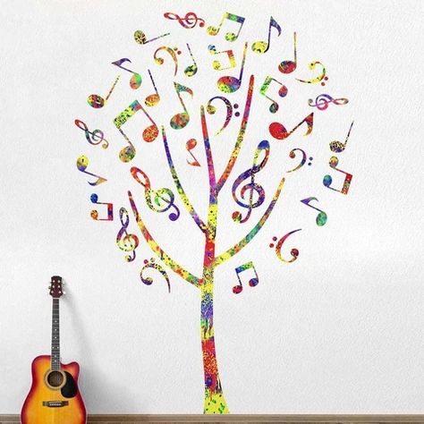 Wall Stickers | Adhesive Wall Decals | My Wonderful Walls | 12 Studio Library, Music Themed Bedroom, Music Tree, Music Classroom Decor, Kids Decals, Music Room Decor, Hallway Bathroom, Music Decor, Tree Wall Decal