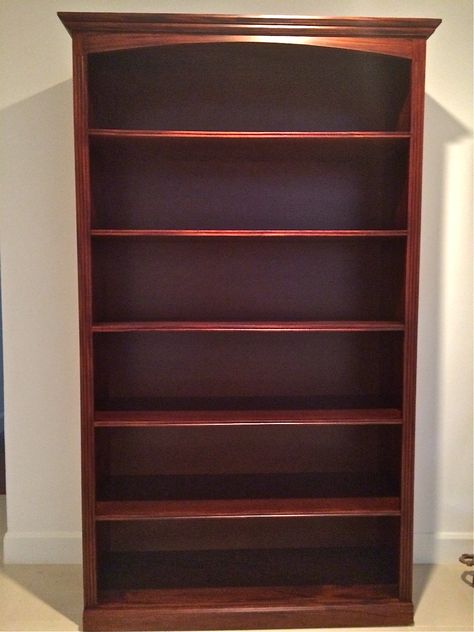 90"H x 48"W x 16"D bookshelf. (Wood: Mahogany with Jacobean Dark Oak stain) Mahogany Bookshelf, Brown Bookshelves, Bookshelf Wood, Oak Bookshelves, Dark Mahogany, Book Shop, Oak Stain, Reading Room, Solid Wood Furniture